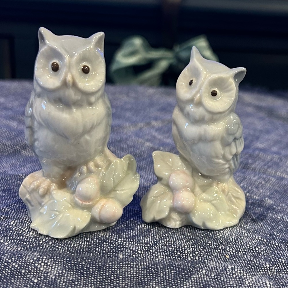 Porcelain Owl Figurines - White